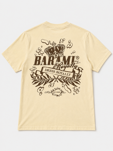 BARAMI Dress Royally graphic T-shirt in Beige – back graphic