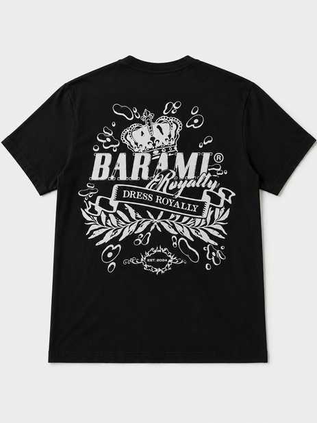 BARAMI Dress Royally graphic T-shirt in Black – back graphic